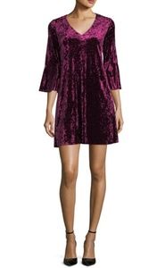 Crushed Velvet V-neck A-line Dress